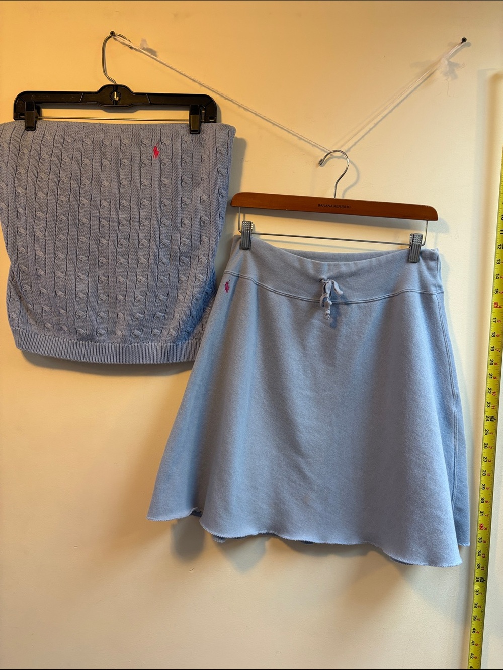 Polo by Ralph Lauren Light Blue Cable Knit Tube Top & Drawstring Skirt Set MINT